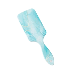 Blue marble patterned cushion hairbrush with ergonomic handle and anti-static bristles