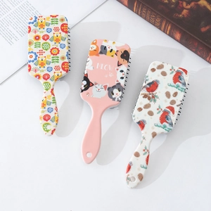 Cute Cartoon Printed Air Cushion Massage Hair Brush Detangling Hairbrush For Women Daily Home Plastic Hair Styling Tool
