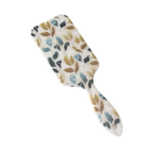 Ergonomic air cushion hairbrush with autumn leaf pattern and teal floral printing