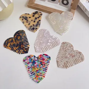 Heart Shaped Hair Comb Anti Static Marble Pattern Fashion Styling Hair Brush Portable Detangling Comb For Women Beauty