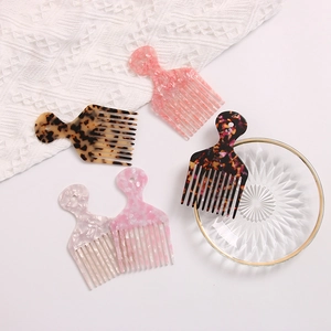 Five-piece set of anti-static acetate wide-tooth hair combs in elegant marble patterns