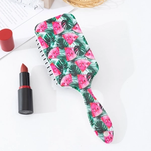 Brosse à cheveux imprimé pastèque et feuilles tropicales pour massage du cuir chevelu