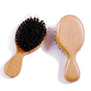 Brosse à cheveux en bois écologique avec poils de sanglier et picots en nylon