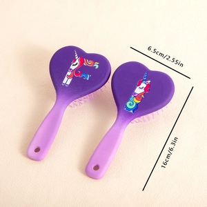 Set spazzole per capelli a cuore con unicorno viola per bambine con dimensioni