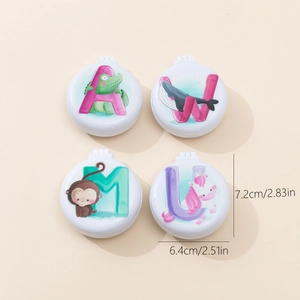 Foldable air cushion hairbrush with mirror featuring cartoon unicorn and alphabet designs