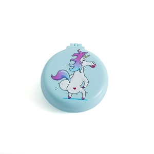 Faltbare runde Haarbürste mit Einhorn-Design und kompaktem Luftkissenkamm für Mädchen