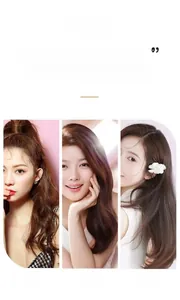 Three panel detail showing hair brush effects for fluffy, styled, and smooth hair texture