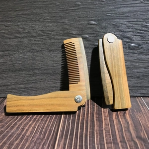 Natural Sandalwood Folding Comb Portable Anti-Static Pocket Wooden Hair Brush For Men Mustache Beard Travel Wood Design