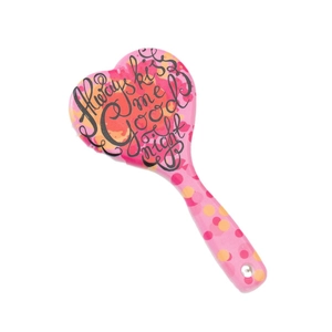 Brosse de massage en forme de cœur rose avec pois colorés et lettrage artistique