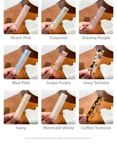 Detailed grid showing nine styles of anti-static acetate combs with marble patterns