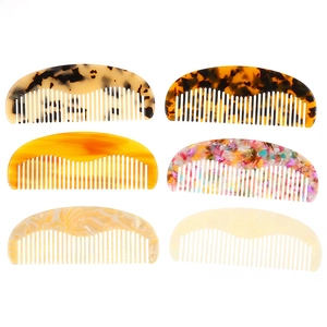 Set of 6 leopard print acetate hair combs with vintage tortoise shell and marble patterns