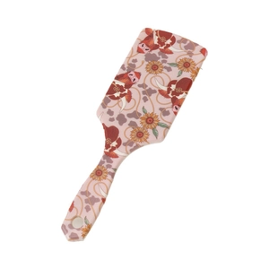 Brosse à cheveux rose style western avec motifs vache des Highlands et tournesols