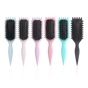 Eco-friendly nylon bristle hair brushes in six pastel colors with pointed handles