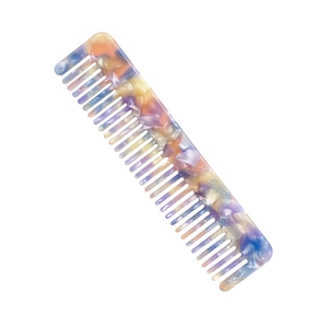 Eco-friendly acetate wide-tooth hair comb with colorful marble leopard print pattern