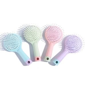 Portable Macaron Cushion Hair Brush With Round Makeup Mirror Massage Scalp Comb For Women Travel Hair Styling Tools