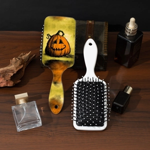 Halloween pumpkin patterned hairbrush set with portable massaging air cushion bristles