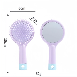 Portable mini massage air cushion hair comb with built-in makeup mirror and handle hook