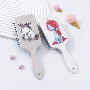 Cartoon Unicorn Air Cushion Hair Brush ABS Massage Comb For Women Kids Portable Detangling Paddle Brush Home Hair Care