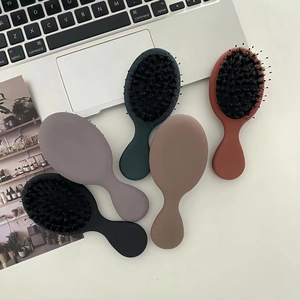 Portable Mini Boar Bristle Air Cushion Hairbrush Scalp Massage Brush Detangling Hair Comb For Women Kids Morandi Colors