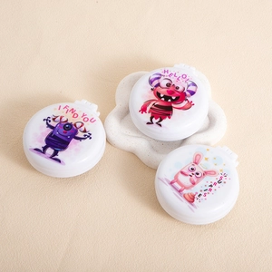 Portable Folding Mini Hair Comb With Mirror Round Cartoon Pattern Plastic Air Cushion Massage Hairbrush For Travel Women