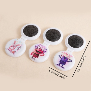 Portable folding hair brush and mirror set with cute colorful cartoon monster patterns