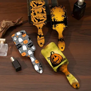 Halloween Cartoon Pumpkin Pattern Air Cushion Hair Brush Portable Scalp Massage Paddle Brush For Women Kids Detangling Comb