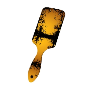 Halloween pumpkin paddle brush with bats and dead tree prints on orange background