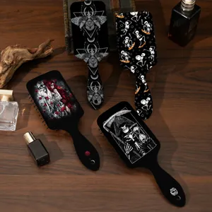 Gothic Totenkopf Rose Luftkissenbürste Kopfhautmassage Entwirrungskamm Halloween Dunkler Horror Sensenmann Haarbürste Für Damen Tägliche Haarpflege