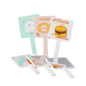 Lot de miroirs de maquillage portables mignons avec dessins animés en rose et vert