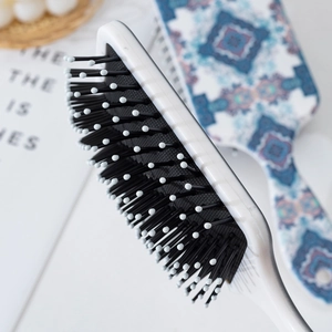 Bohemian style anti-static air cushion hair brush with scalp massage bristles and mandala pattern
