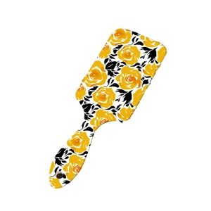 Retro yellow rose floral air cushion hair comb with anti-static ergonomic handle design