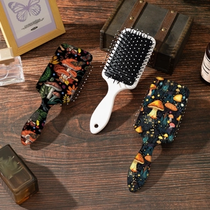 Lot de 3 brosses à cheveux vintage à motif champignon pour massage du cuir chevelu