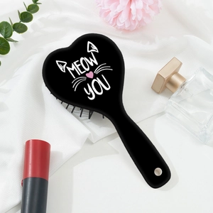Brosse à Cheveux à Coussin d'Air Mignonne en Forme de Cœur Avec Motif de Chat Peigne Démêlant de Massage Portable en ABS