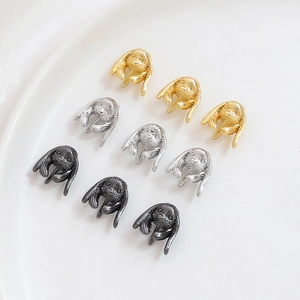 Schattige konijnenhoofd bedeltjes voor DIY sieraden in goud, zilver en grijs