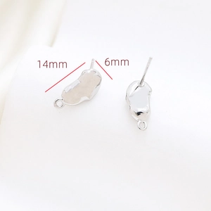 Macro view of 14x6mm baroque organic shape earring posts with loop for DIY jewelry making