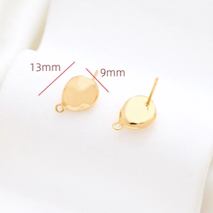 Close-up of gold-plated baroque style DIY earring stud with size 13mm by 9mm