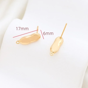 Detailed view of 17mm gold-plated curved earring components for DIY jewelry making