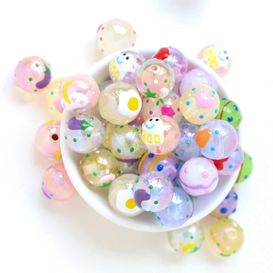 Perle in acrilico cangiante da 16mm con motivi misti di fantasmi e stelle per il fai da te