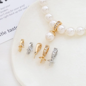 Detailed view of S925 silver pendant clasps with zircon inlay for jewelry making