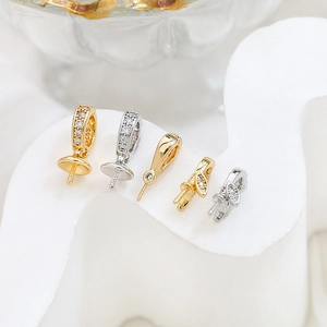S925 sterling silver DIY jewelry clasps with zircon plating for pearls and pendants