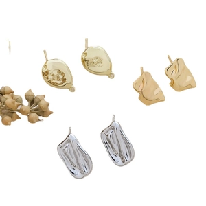Baroque style gold and silver irregular metallic earring components for DIY jewelry making