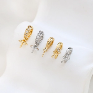 Macro shot of S925 sterling silver DIY jewelry connectors with gold and silver plating