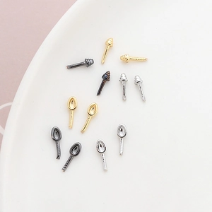 Gold-plated copper demon horn charm DIY jewelry accessories in four metallic colors
