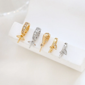 Gold plated S925 sterling silver jewelry clasps with zircon for DIY pearl necklaces