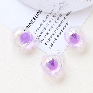 Détails de perles en verre transparent avec cœur violet pour bijoux DIY