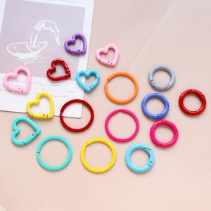 Colorful macaron heart and circle spring rings for DIY jewelry and keychains
