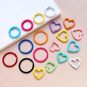 Colorful macaron metal spring rings and heart buckles for DIY jewelry and keychains
