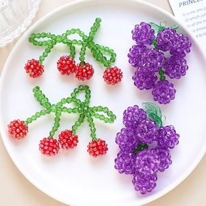 Ciondoli in Perline di Cristallo Intrecciati a Mano a Forma di Frutta Ciliegia Uva Per Creazione Gioielli Fai-Da-Te Bracciale Collana