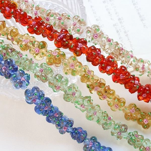 Handcrafted floral glass beads in vibrant colors for DIY jewelry making and crafts