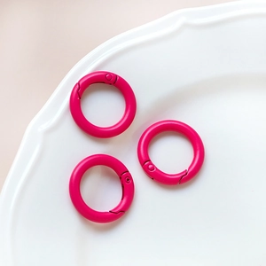 Three-piece set of rose red matte round spring rings for DIY jewelry and bag accessories